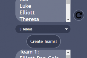 Random Team Maker Screen