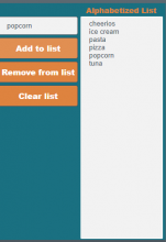 Alphabetized List Screen