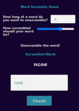 Word Scramble Screen