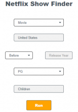 Netflix Show Finder Screen